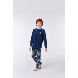 V - Velours cotton blend 874 donkerblauw