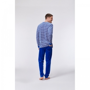 V - Velours cotton blend 912 blauw -wit