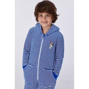 V - Velours cotton blend 912 blauw -wit